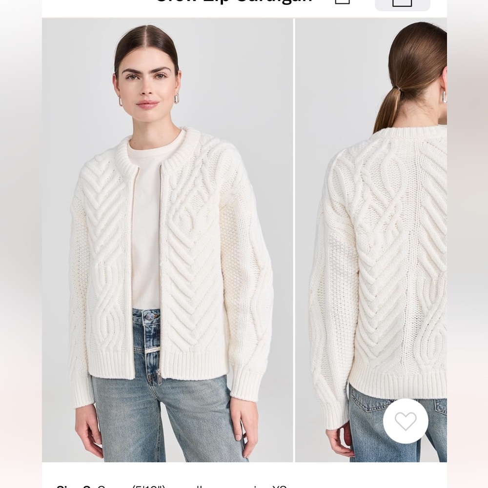 Closed Cream Cable Knit Cardigan with Zipper